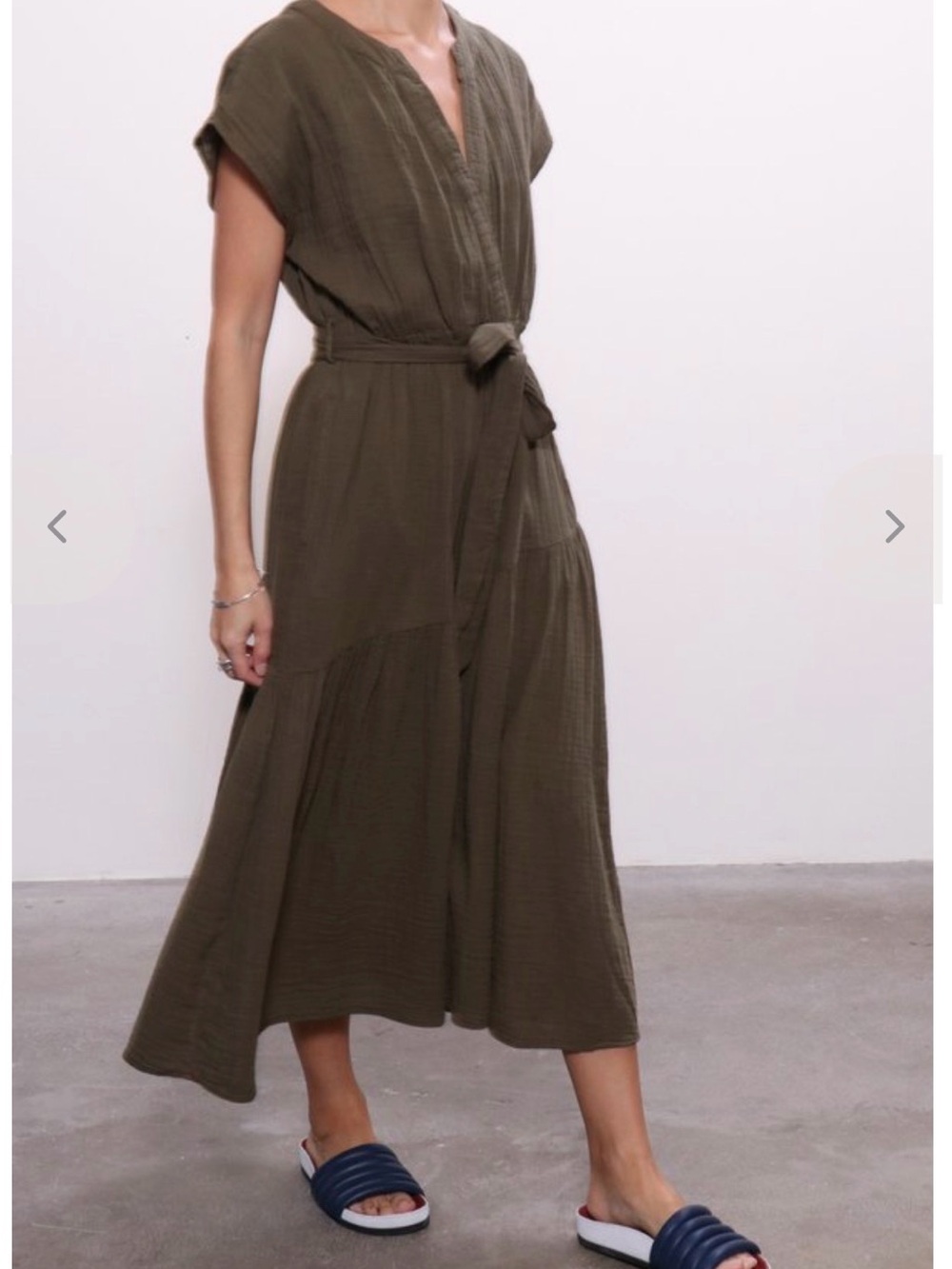 XiRENA 100% Cotton Drue Midi Tie Waist Dress sz large